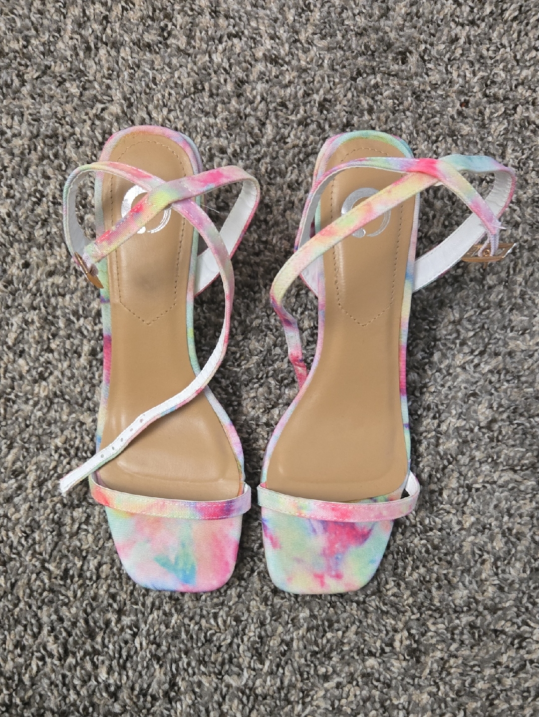 Journee Collection Chasity Tie Dye Block Heel Sandals Pink Size
